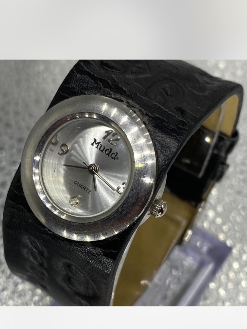 ^^^ Mudd  ^^^ Silver Dial “ Black Embossed  Watch band *^*